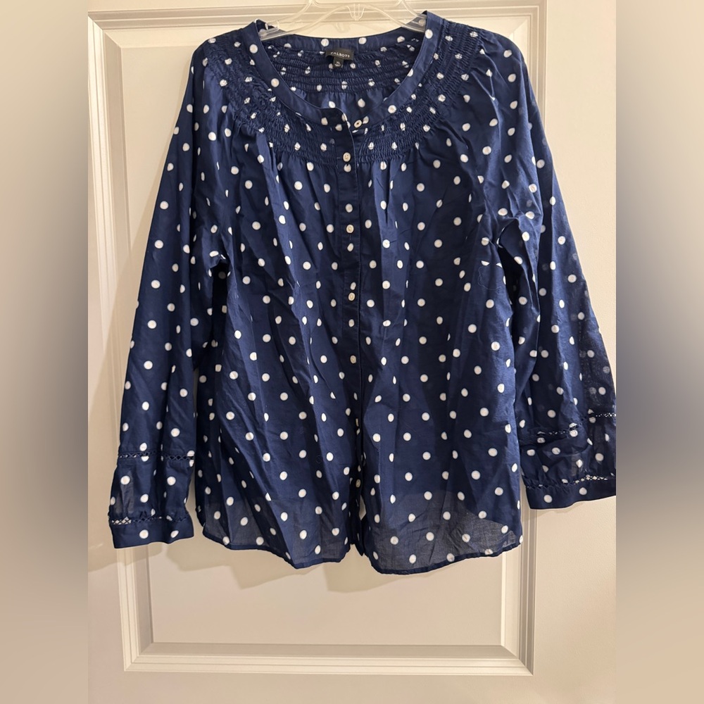 Women’s Talbots Polka Dot Button Down Shirt